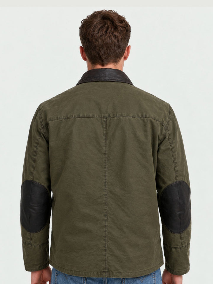 Giacca Romolo in cotone verde militare con applicazioni ROMOLO 705 JACK LEATHER 
