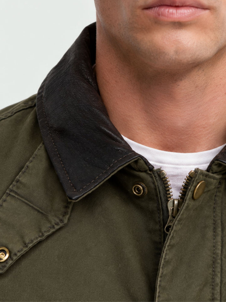 Giacca Romolo in cotone verde militare con applicazioni ROMOLO 705 JACK LEATHER 