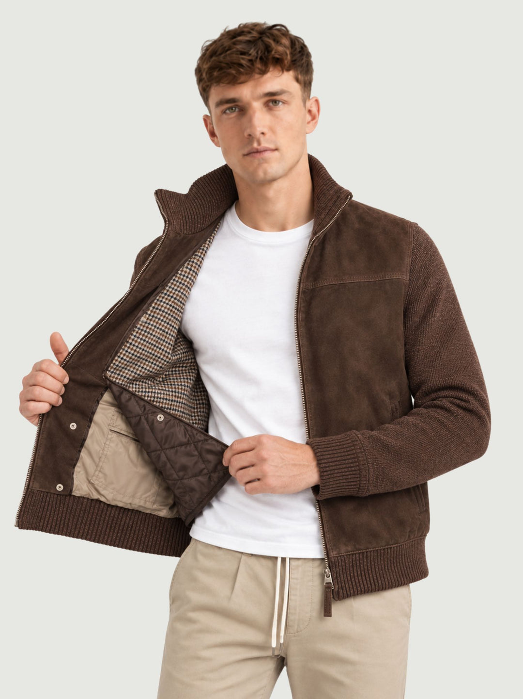Giubbotto Shinobi in camoscio e maglia testa di moro SHINOBI KNIT 06 JACK LEATHER 