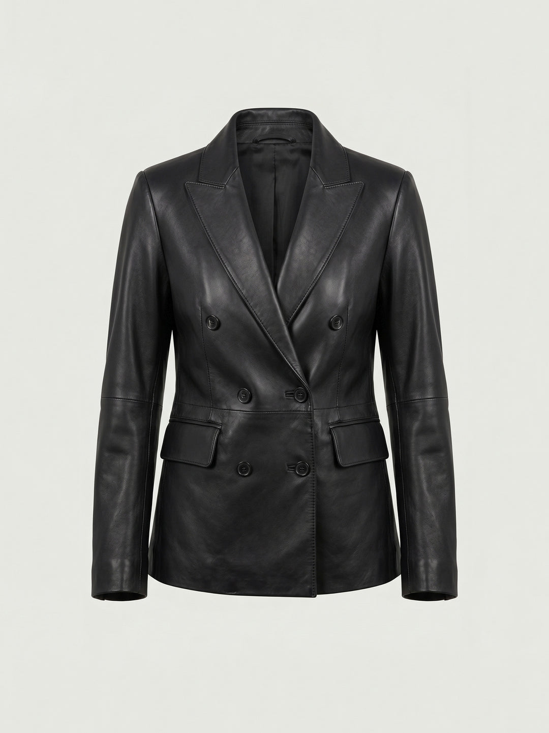 Blazer Tiaki doppiopetto in pelle nera TIAKI 20 JACK LEATHER 