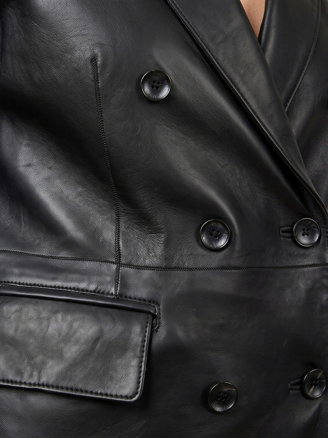 Blazer Tiaki doppiopetto in pelle nera TIAKI 20 JACK LEATHER 
