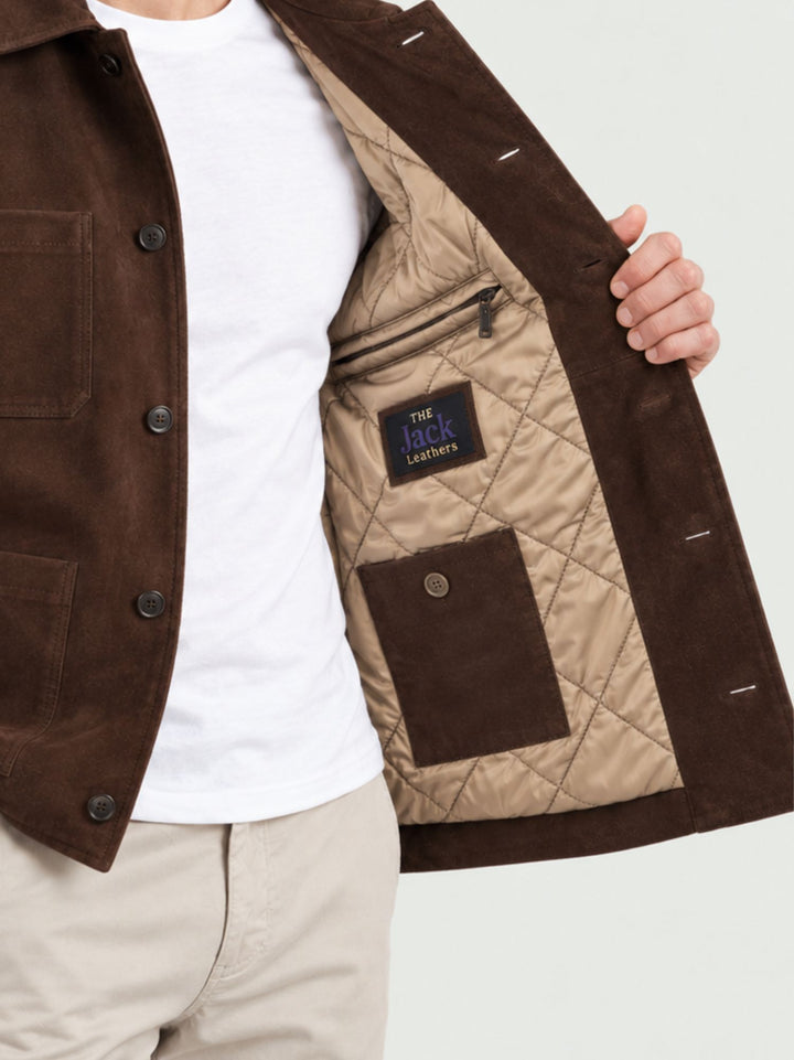 Giacca Workwool in camoscio e tessuto moro WORK WOOL 034 JACK LEATHER 