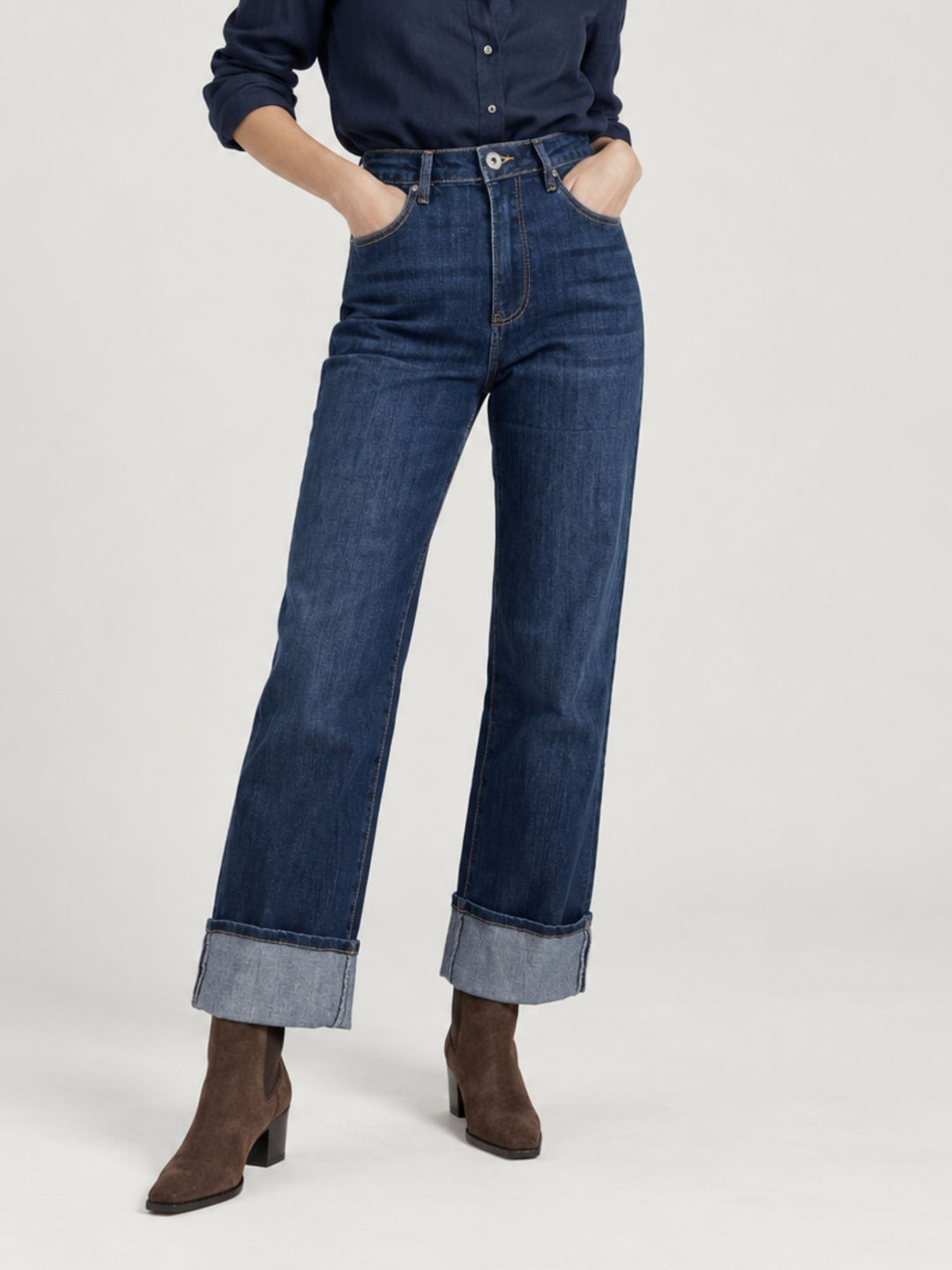 Jeans a palazzo con risvolto 1364 DENIM ANDREA MORANDO 