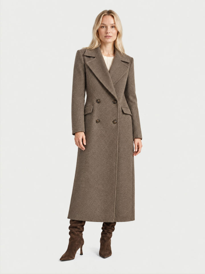 Cappotto doppiopetto in tweed moro 1030CDH100 258 ANDREA MORANDO 