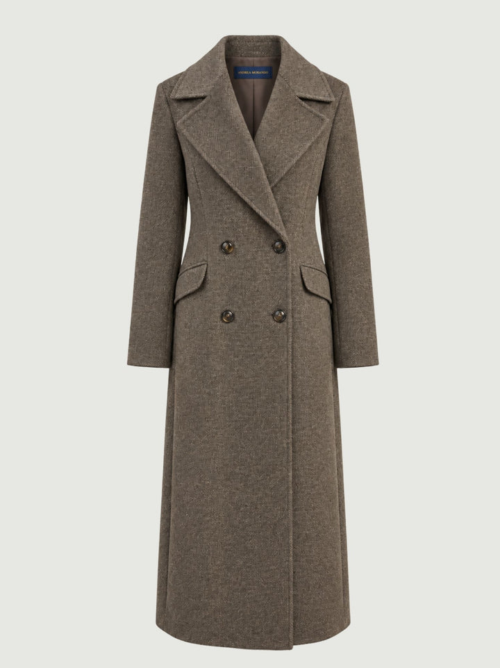 Cappotto doppiopetto in tweed moro 1030CDH100 258 ANDREA MORANDO 