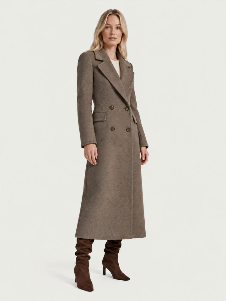 Cappotto doppiopetto in tweed moro 1030CDH100 258 ANDREA MORANDO 