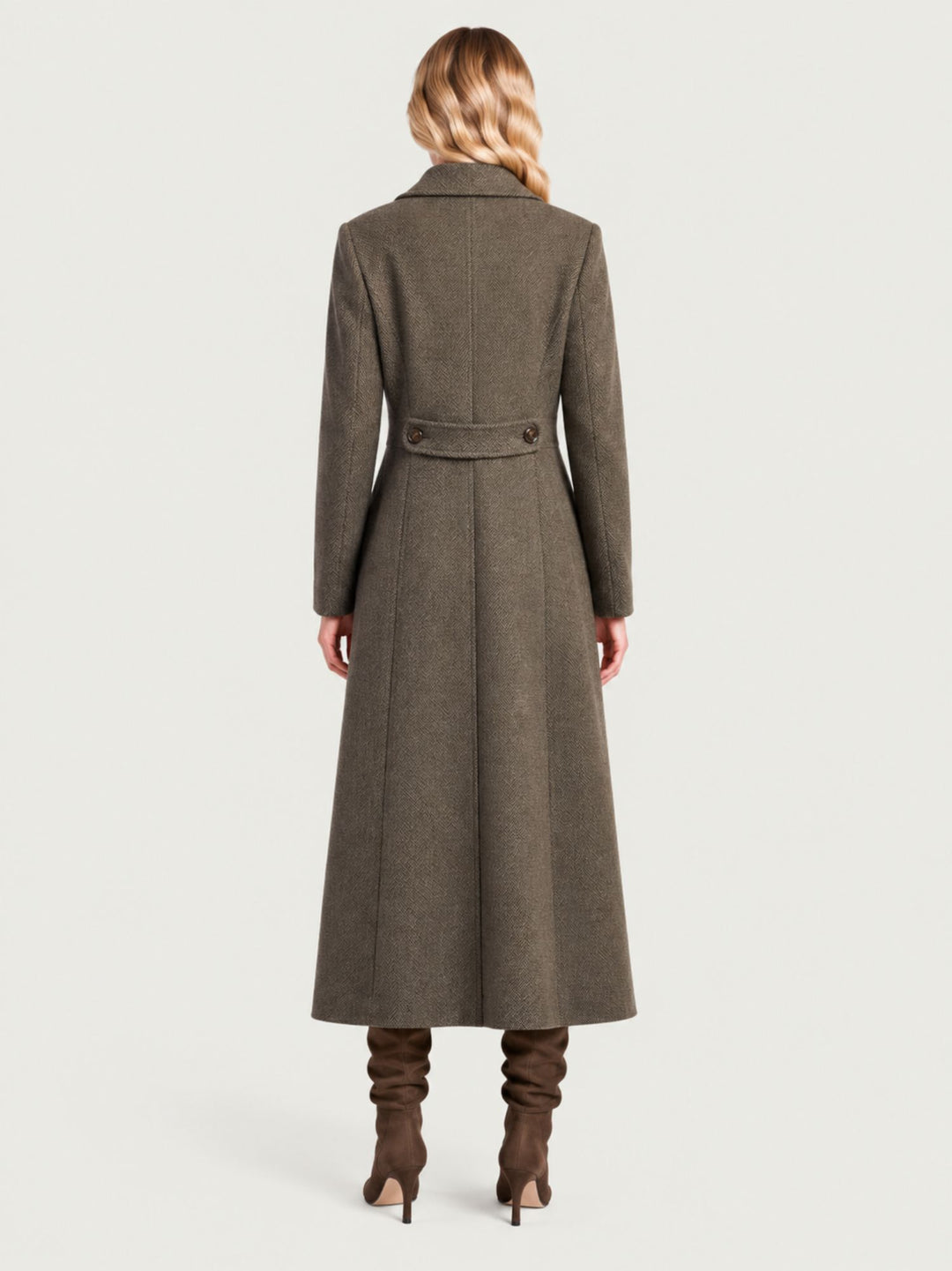 Cappotto doppiopetto in tweed moro 1030CDH100 258 ANDREA MORANDO 