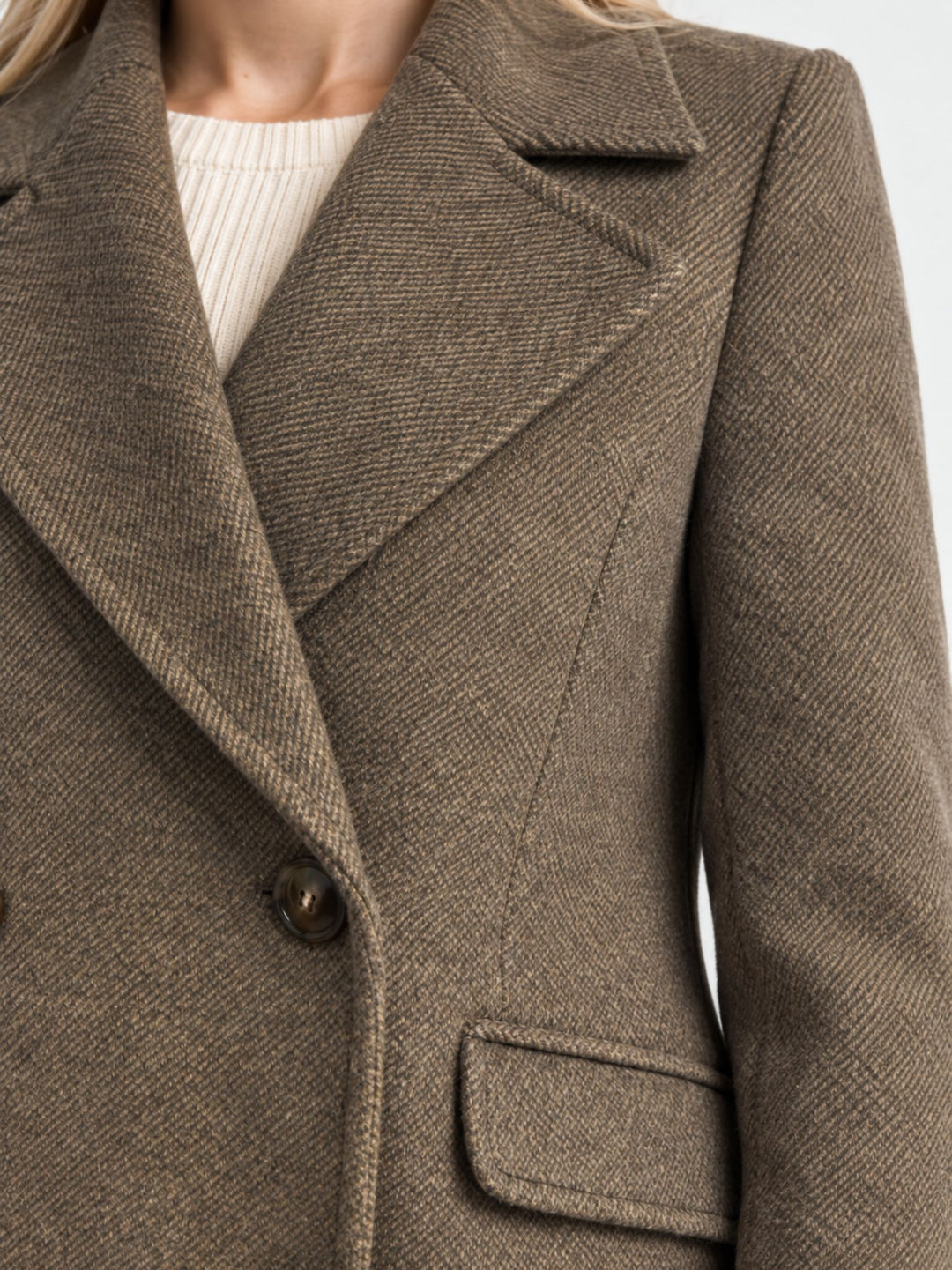 Cappotto doppiopetto in tweed moro 1030CDH100 258 ANDREA MORANDO 