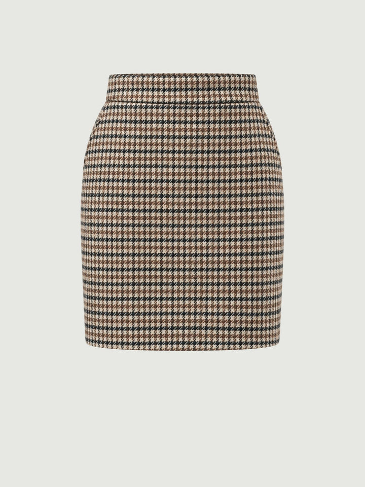 Minigonna pied de poule beige e marrone 6420 4 ANDREA MORANDO 