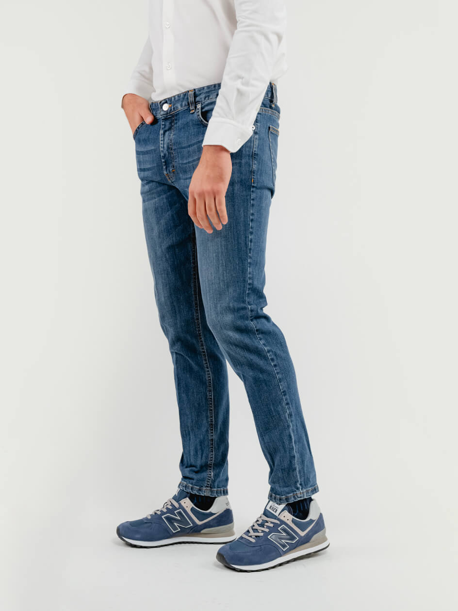 Pantalone 5 tasche in denim lavaggio medio 7607CAR CRETA ANDREA MORANDO 