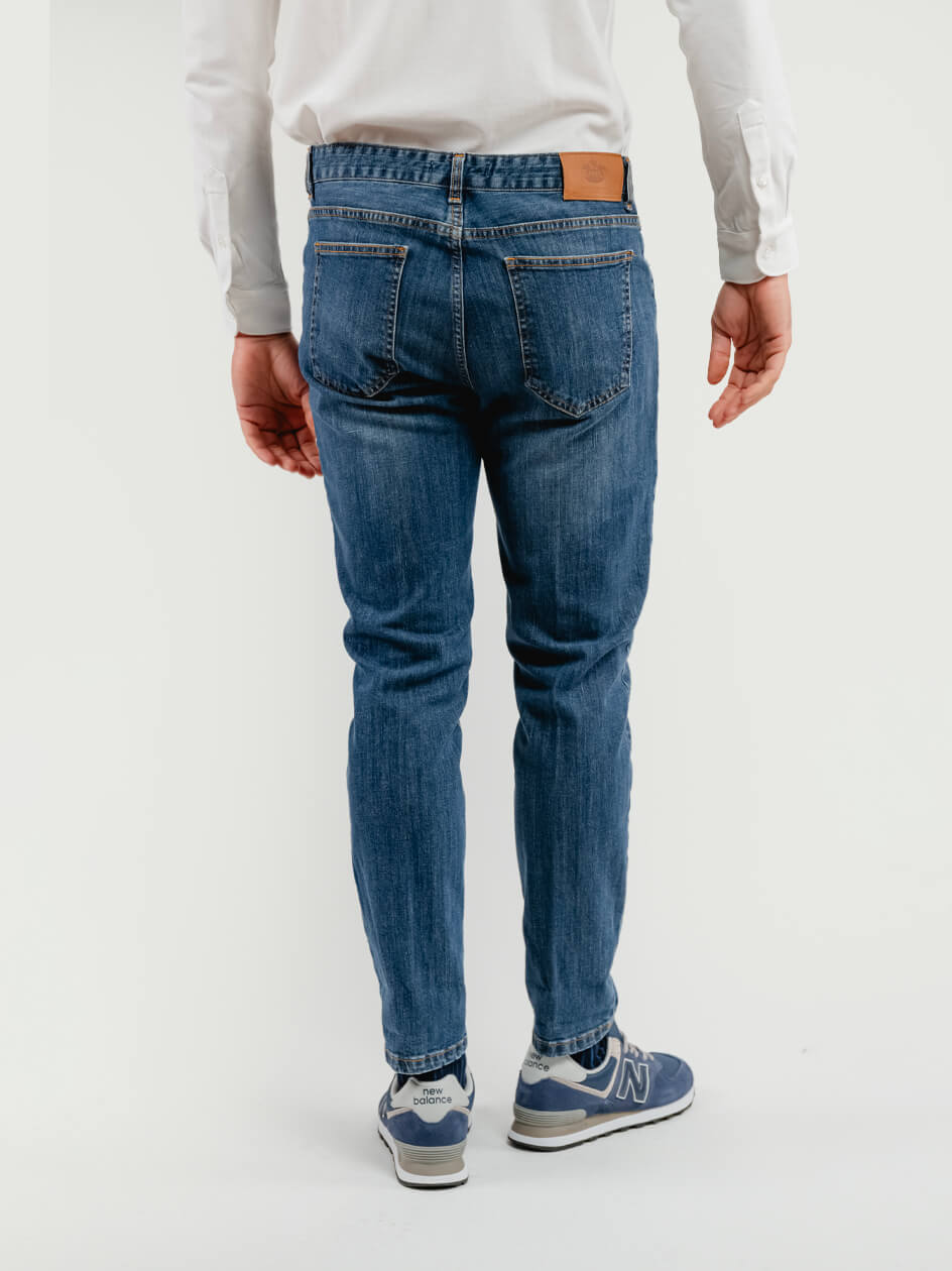 Pantalone 5 tasche in denim lavaggio medio 7607CAR CRETA ANDREA MORANDO 