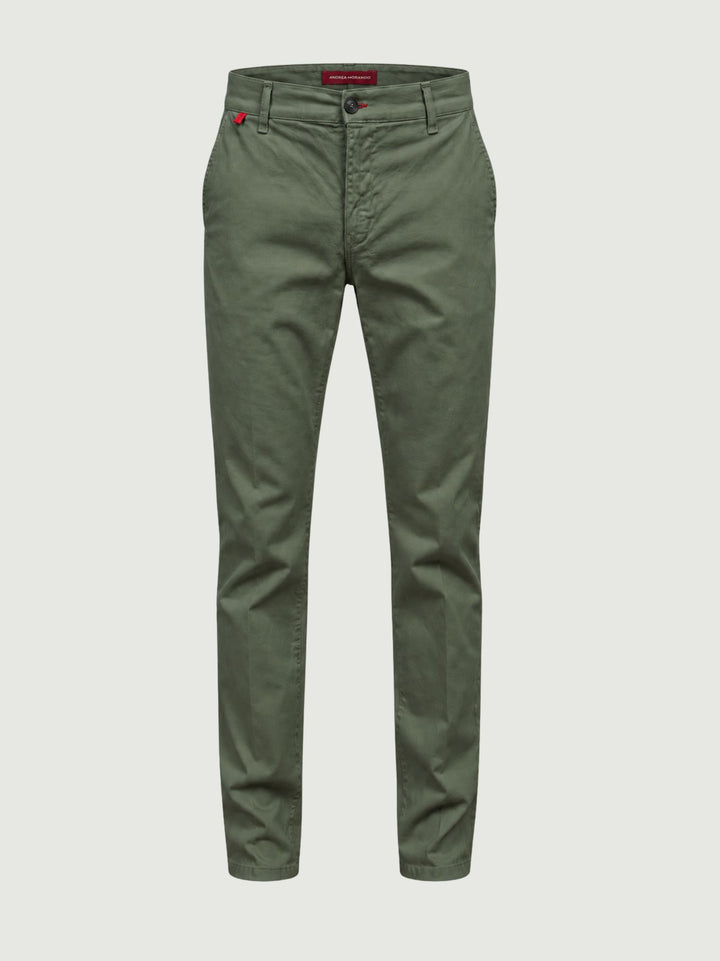 Pantalone chino in cotone salvia con dettagli a contrasto 7657TO E265 ANDREA MORANDO 