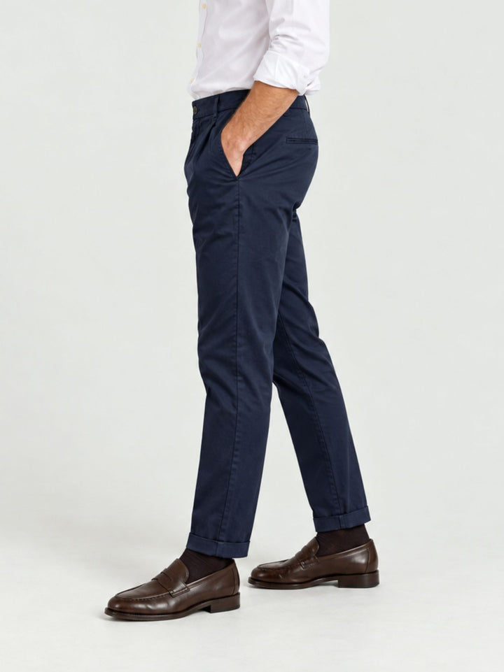 Pantalone chino con pinces navy 7676TO 111 ANDREA MORANDO 