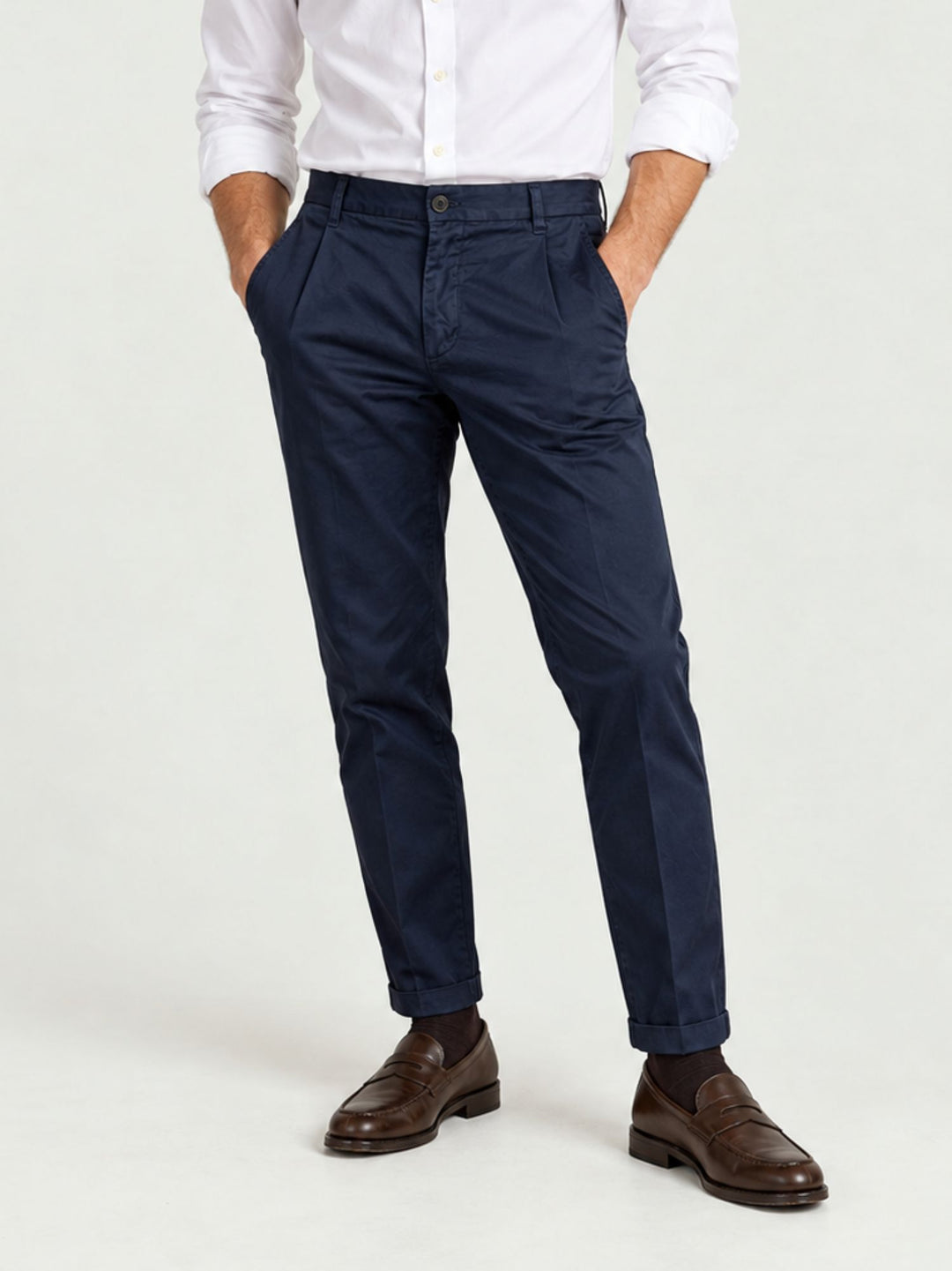Pantalone chino con pinces navy 7676TO 111 ANDREA MORANDO 