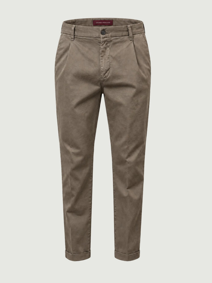 Pantalone chino con pinces tortora 7676TO A401 ANDREA MORANDO 