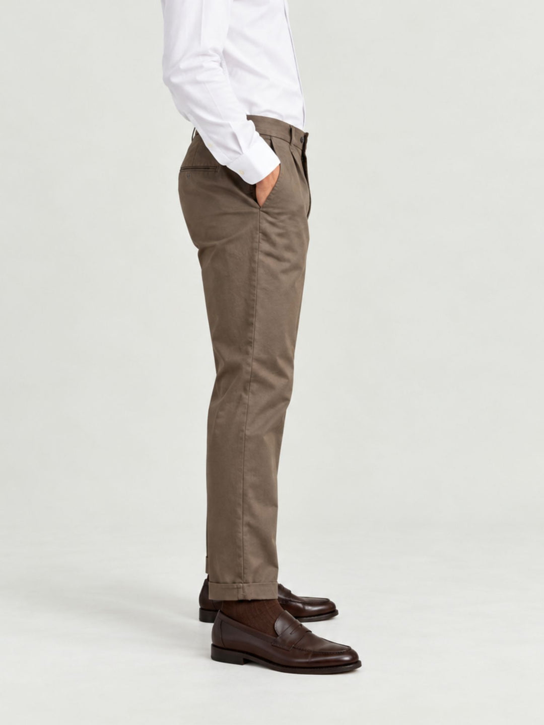 Pantalone chino con pinces tortora 7676TO A401 ANDREA MORANDO 