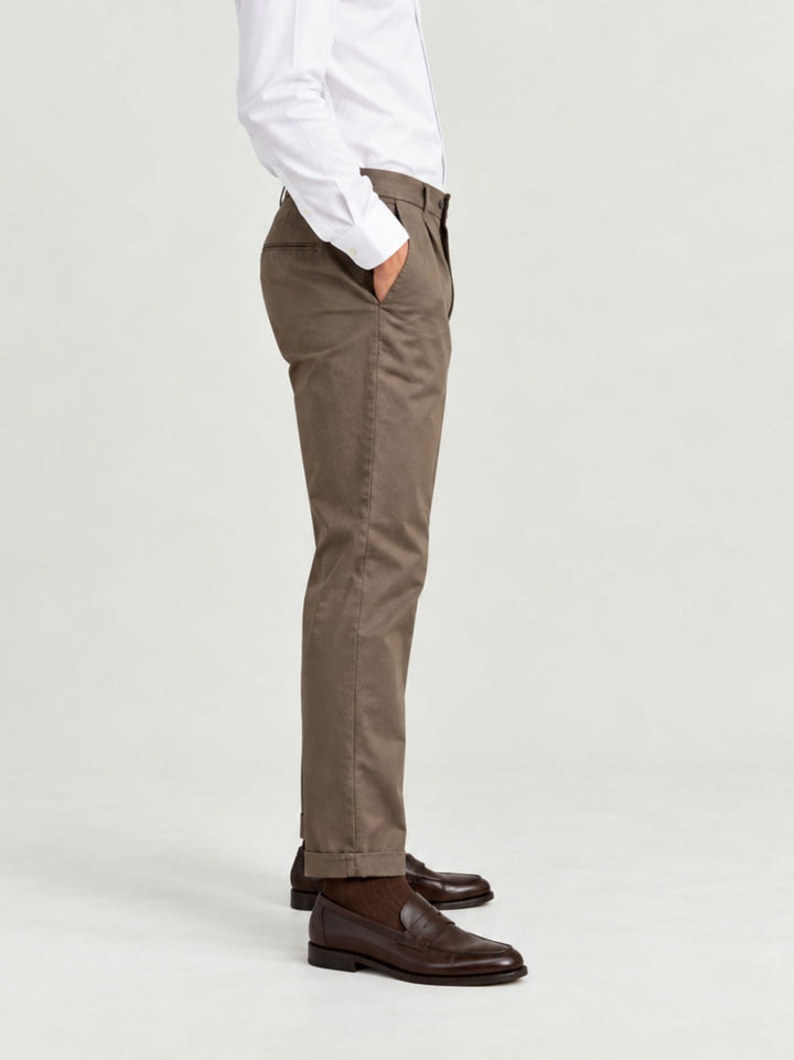 Pantalone chino con pinces tortora 7676TO A401 ANDREA MORANDO 