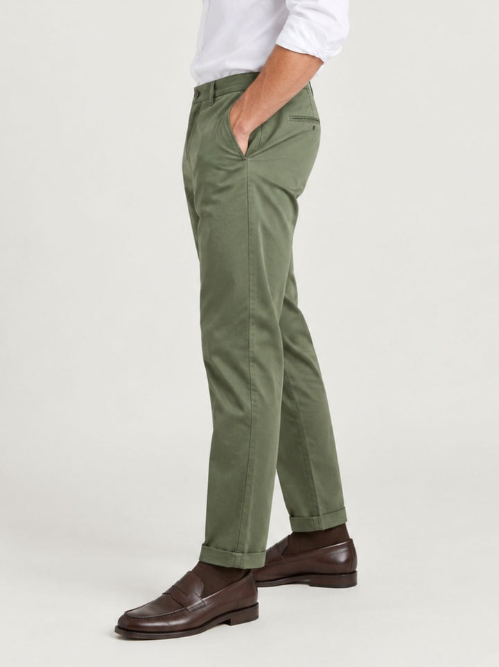 Pantalone chino con pinces verde militare 7676TO E265 ANDREA MORANDO 