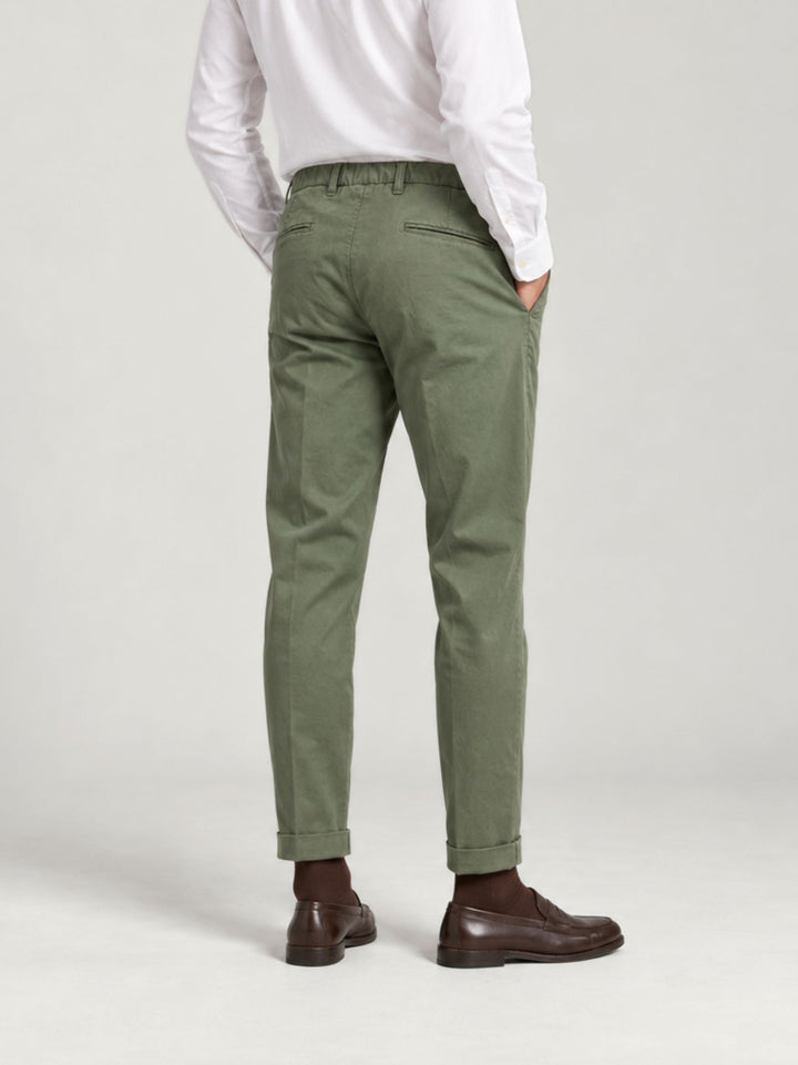 Pantalone chino con pinces verde militare 7676TO E265 ANDREA MORANDO 