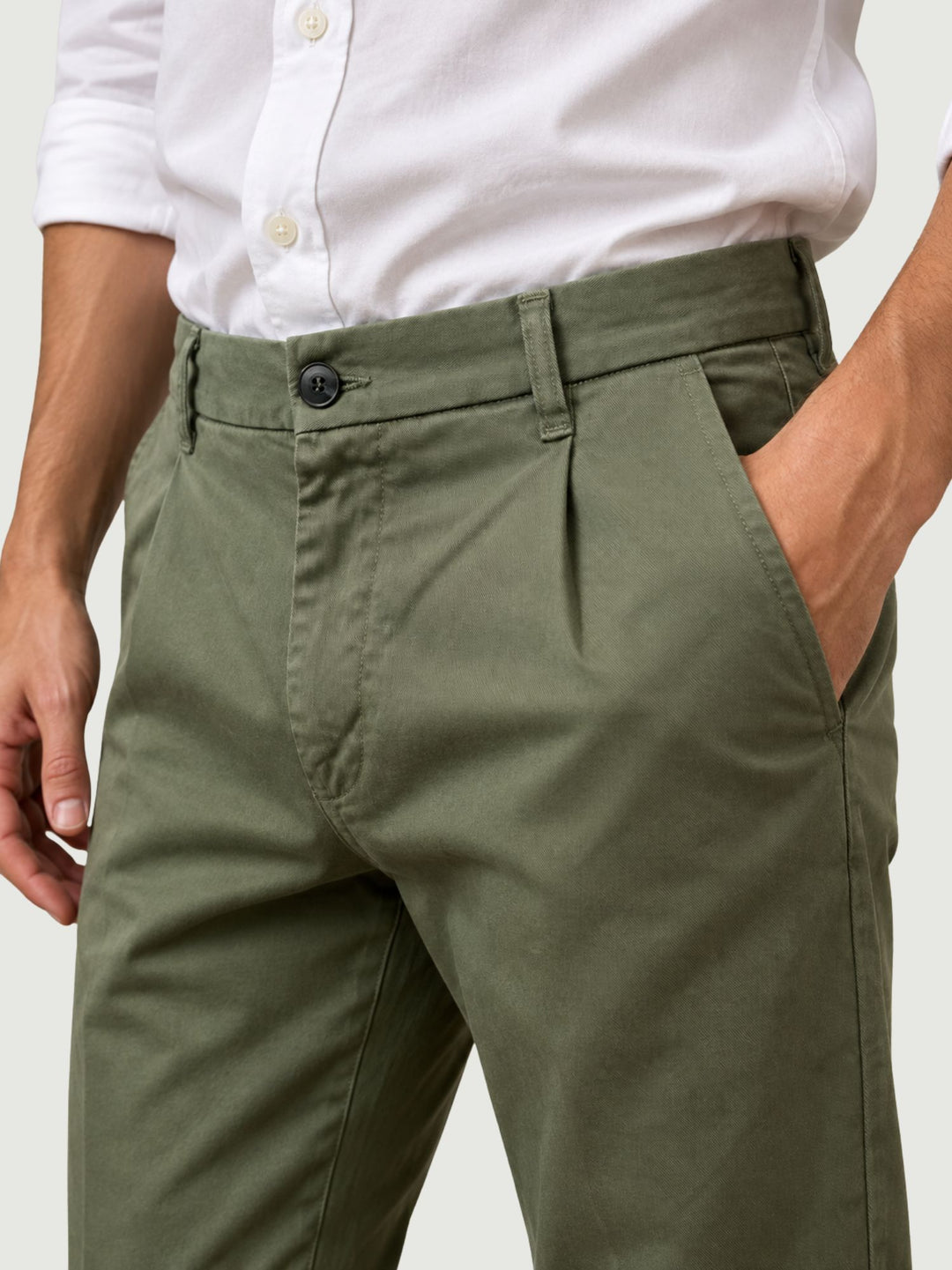 Pantalone chino con pinces verde militare 7676TO E265 ANDREA MORANDO 