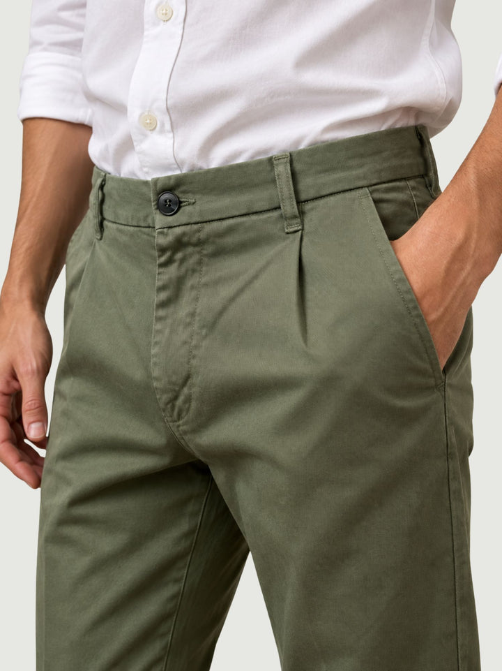 Pantalone chino con pinces verde militare 7676TO E265 ANDREA MORANDO 