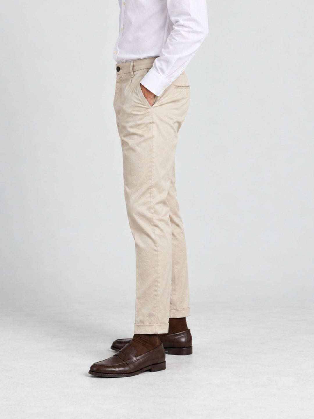 Pantalone chino con pinces panna 7676TO W869 ANDREA MORANDO 