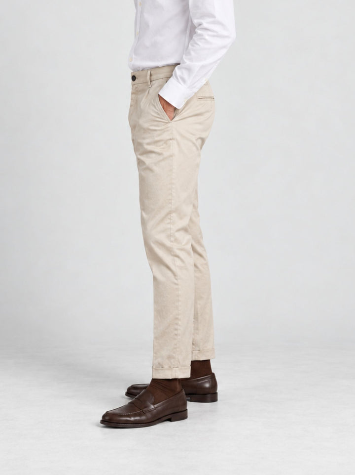 Pantalone chino con pinces panna 7676TO W869 ANDREA MORANDO 