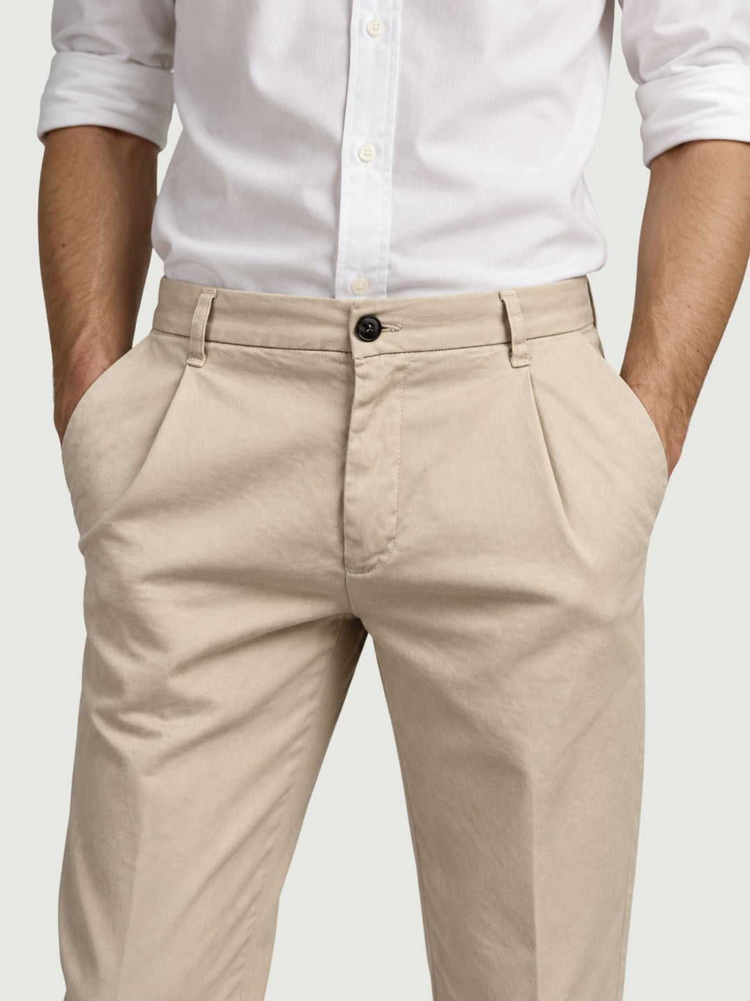 Pantalone chino con pinces panna 7676TO W869 ANDREA MORANDO 