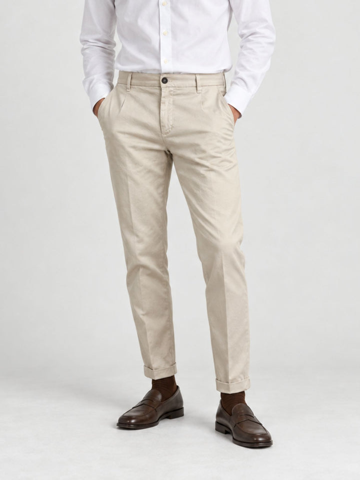Pantalone chino con pinces panna 7676TO W869 ANDREA MORANDO 