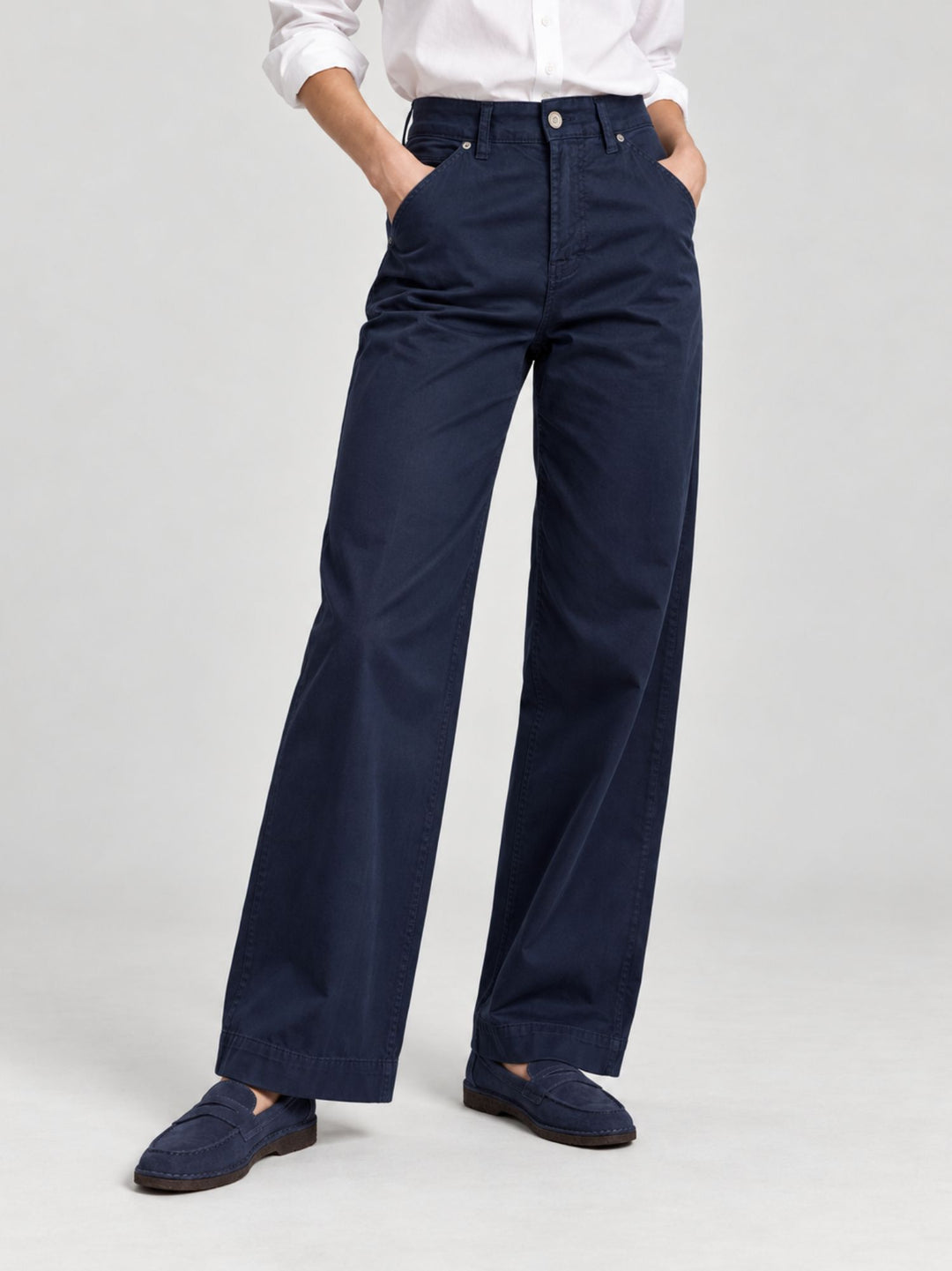Pantalone a palazzo in cotone blu 80534-3JA 111 ANDREA MORANDO 