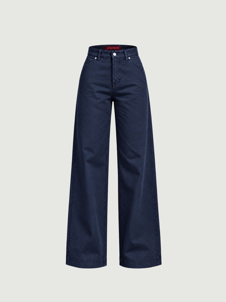Pantalone a palazzo in cotone blu 80534-3JA 111 ANDREA MORANDO 