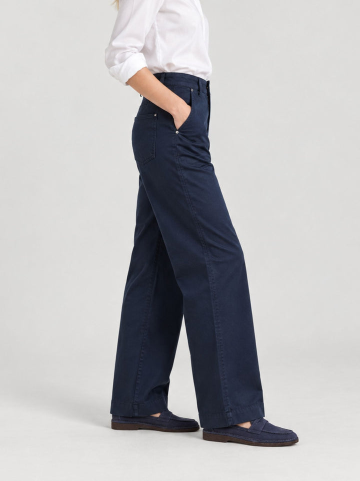 Pantalone a palazzo in cotone blu 80534-3JA 111 ANDREA MORANDO 