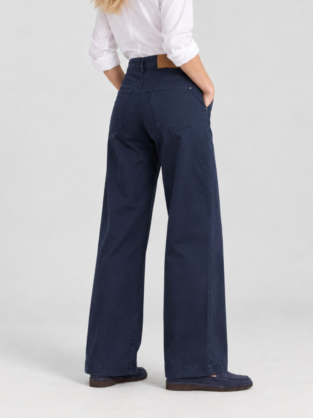 Pantalone a palazzo in cotone blu 80534-3JA 111 ANDREA MORANDO 