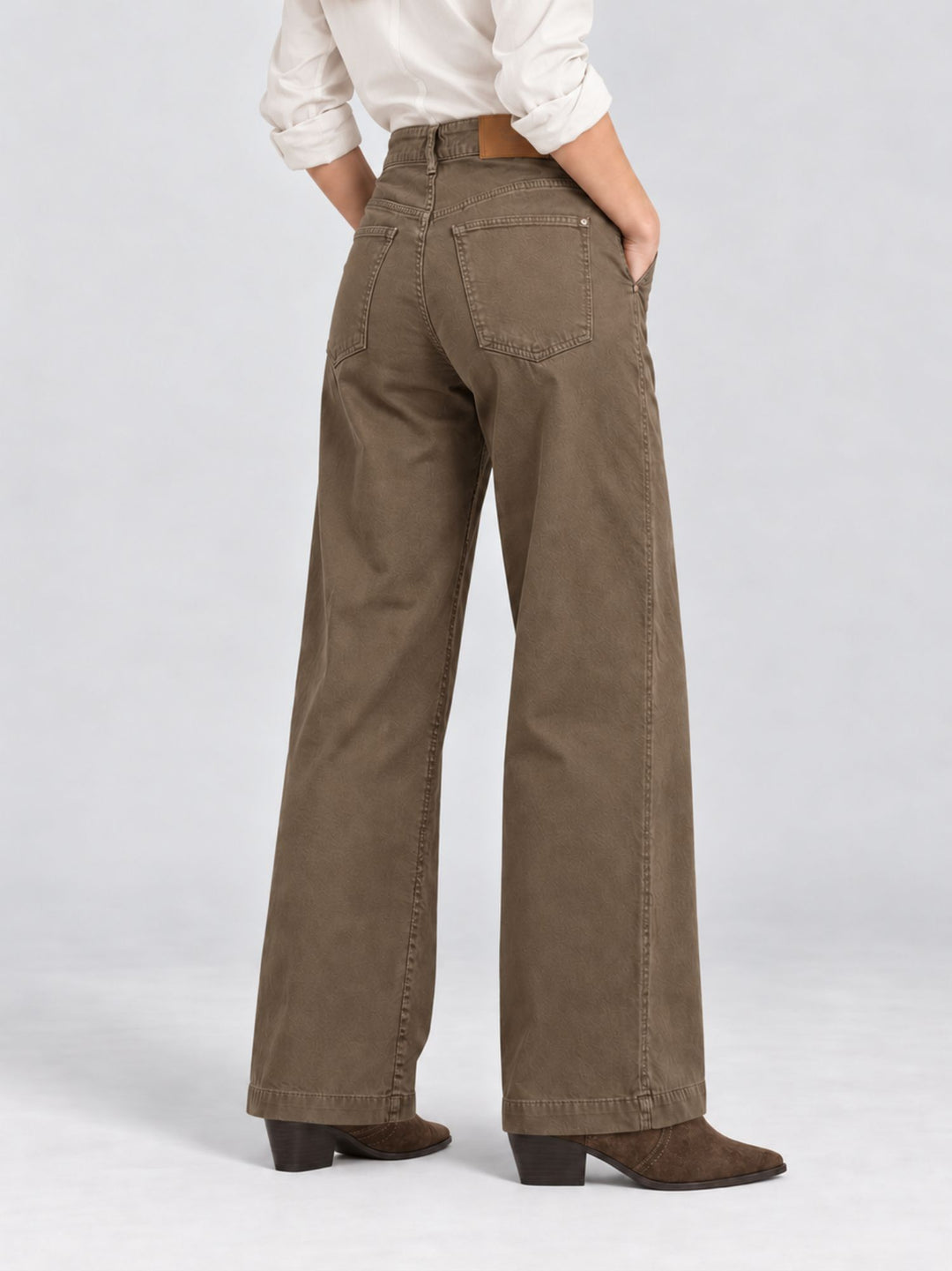 Pantalone a palazzo in cotone tortora 80534-3JA A401 ANDREA MORANDO 