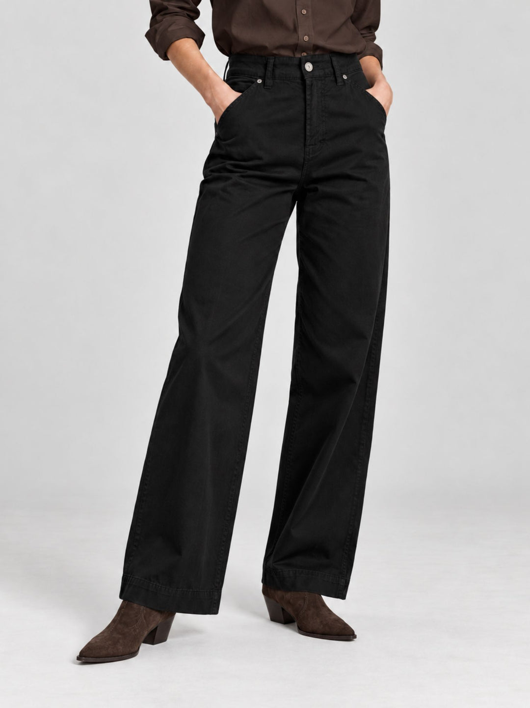 Pantalone a palazzo in cotone nero 80534-3JA NERO ANDREA MORANDO 