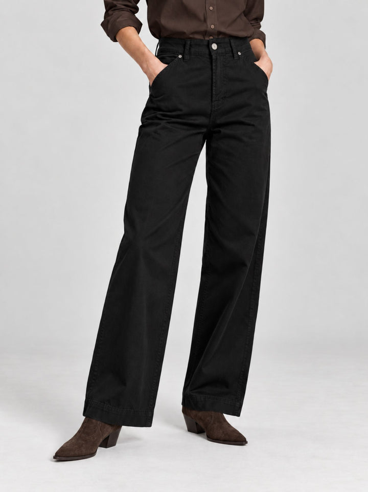 Pantalone a palazzo in cotone nero 80534-3JA NERO ANDREA MORANDO 