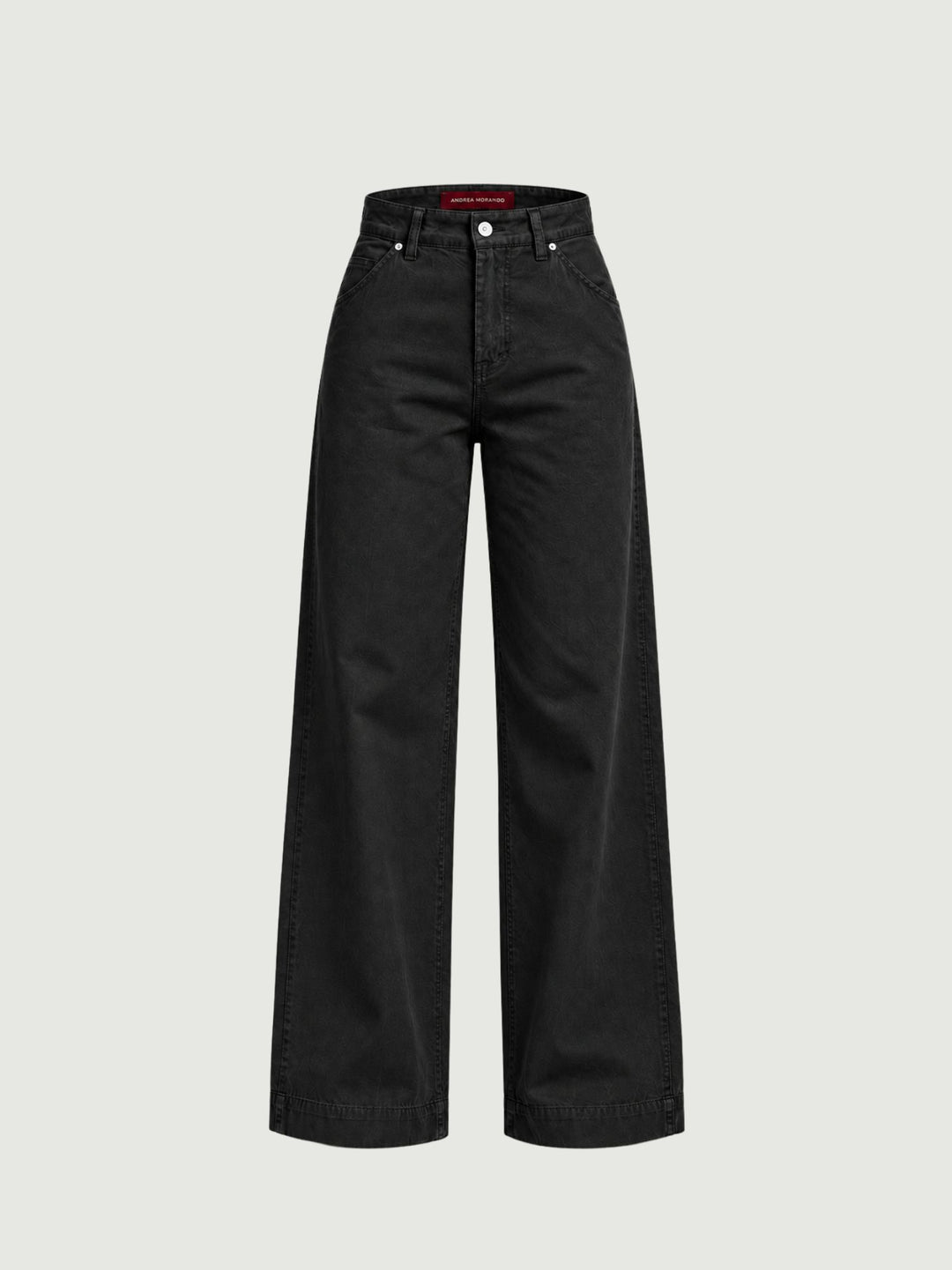 Pantalone a palazzo in cotone nero 80534-3JA NERO ANDREA MORANDO 