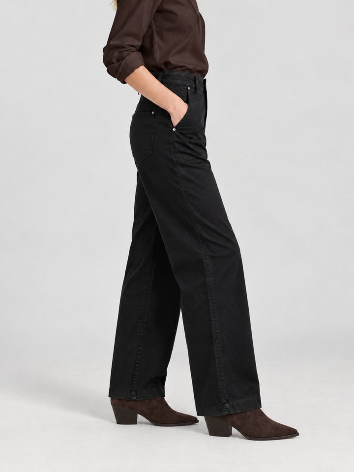 Pantalone a palazzo in cotone nero 80534-3JA NERO ANDREA MORANDO 