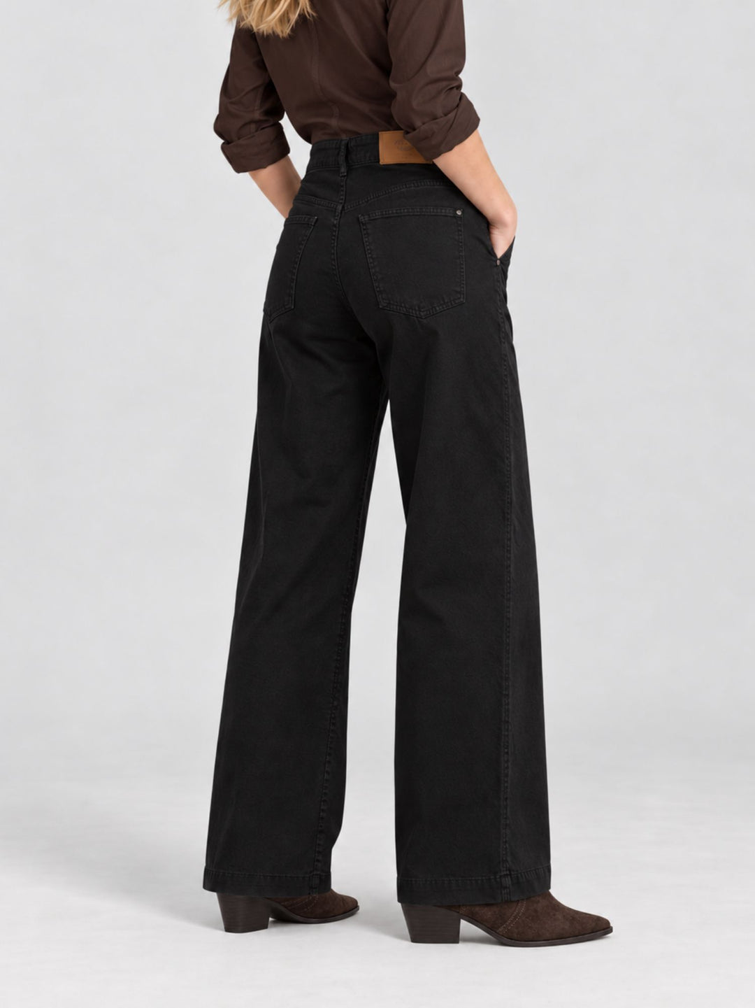 Pantalone a palazzo in cotone nero 80534-3JA NERO ANDREA MORANDO 
