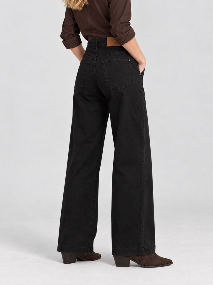 Pantalone a palazzo in cotone nero 80534-3JA NERO ANDREA MORANDO 