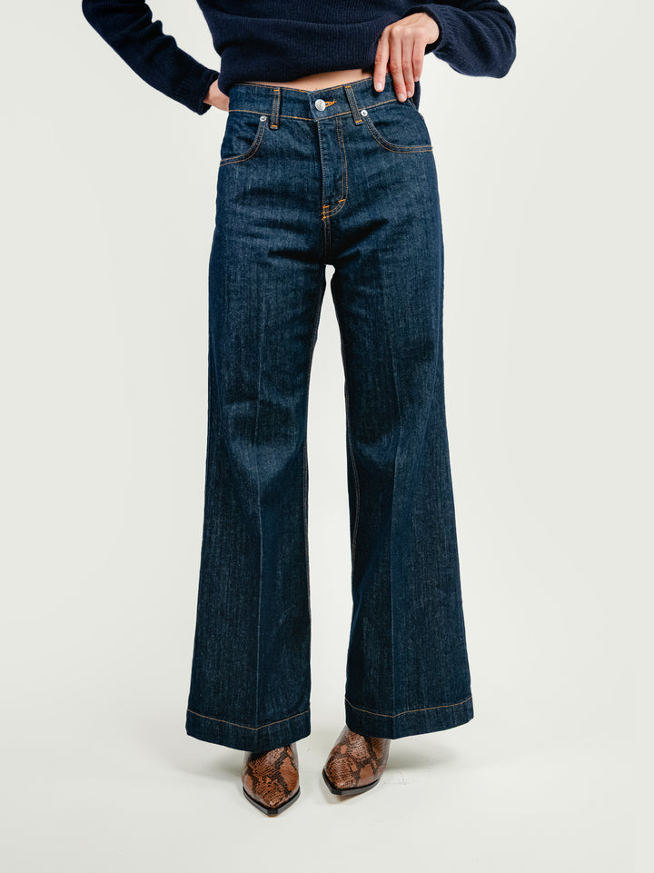 Pantalone a palazzo in denim scuro 80534-3NOR ZERO ANDREA MORANDO 