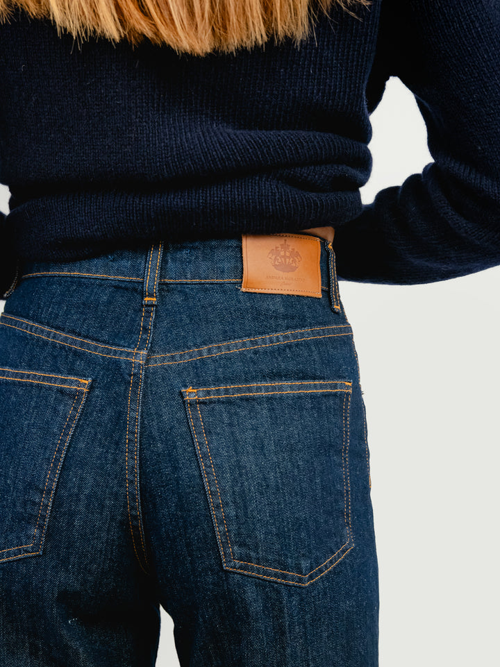 Pantalone a palazzo in denim scuro 80534-3NOR ZERO ANDREA MORANDO 