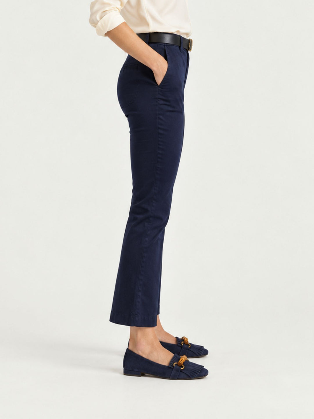 Pantalone a trombetta in cotone navy 824JA 111 ANDREA MORANDO 