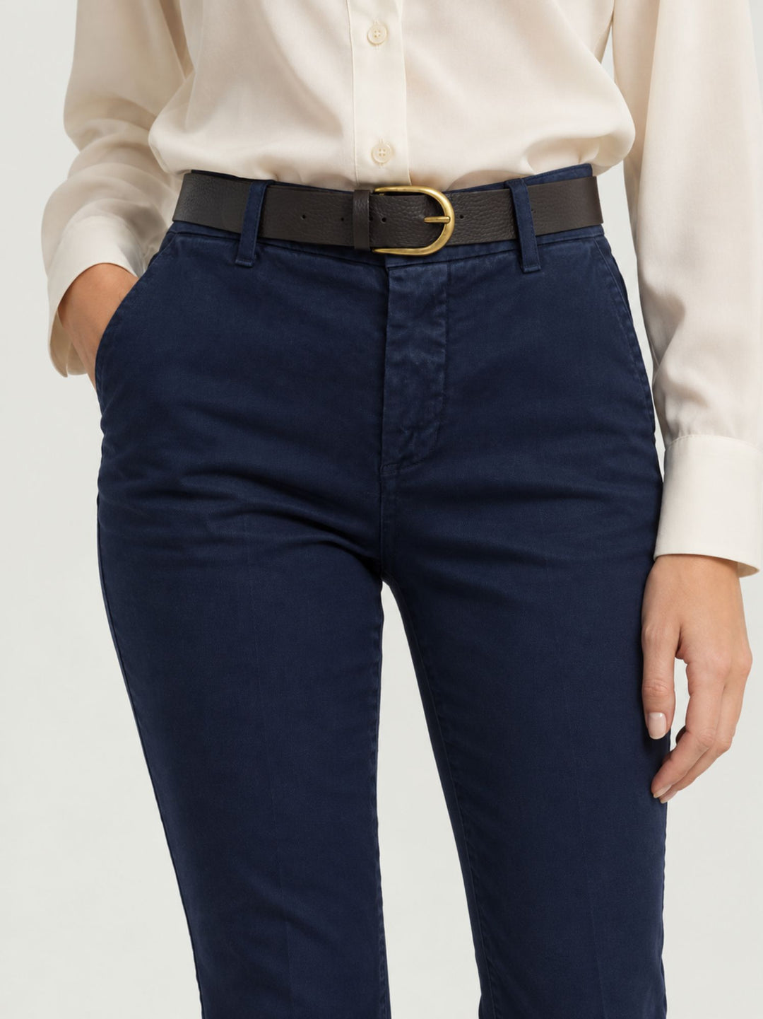 Pantalone a trombetta in cotone navy 824JA 111 ANDREA MORANDO 