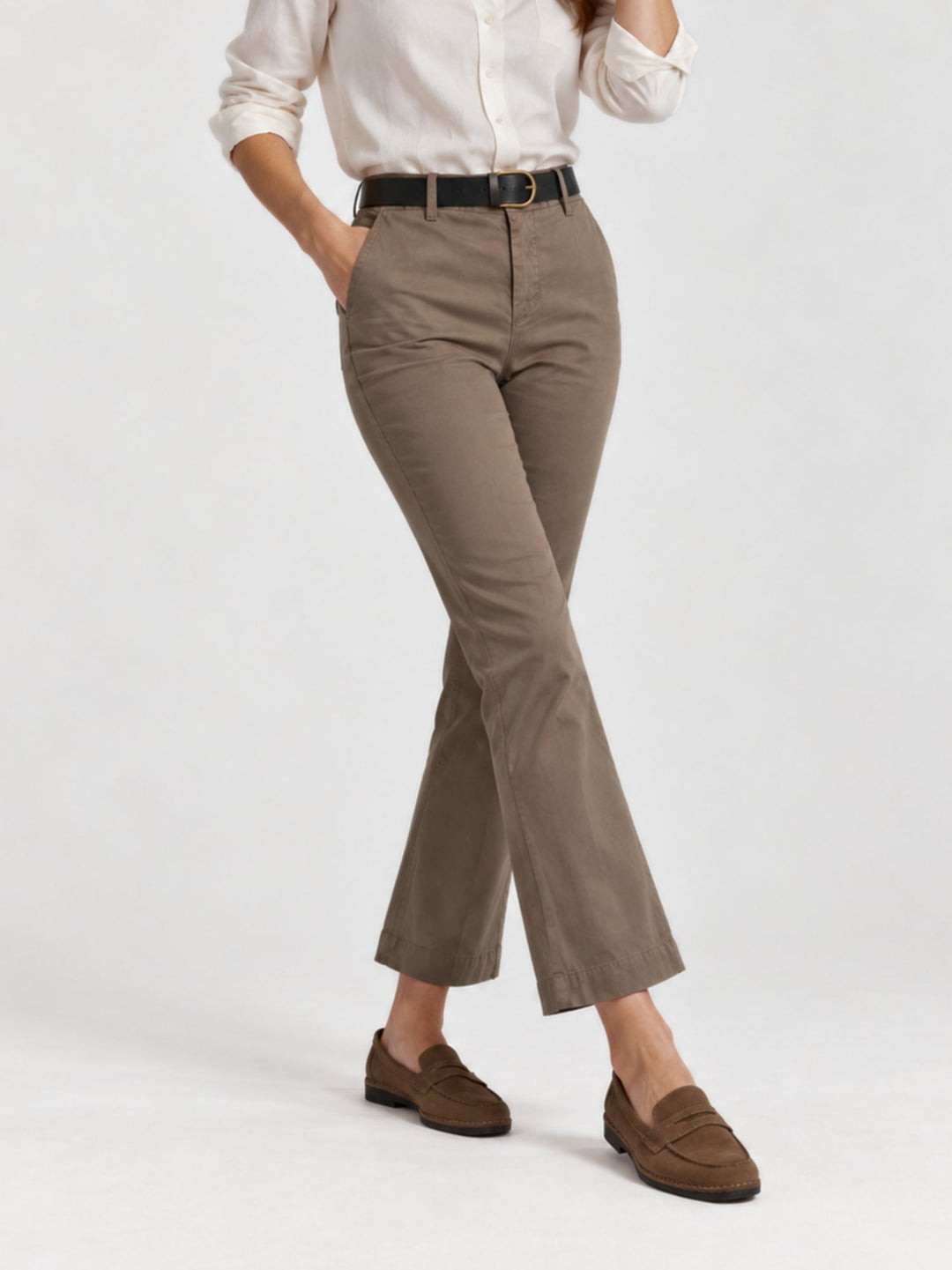 Pantalone a trombetta in cotone cachi 824JA 14016 ANDREA MORANDO 