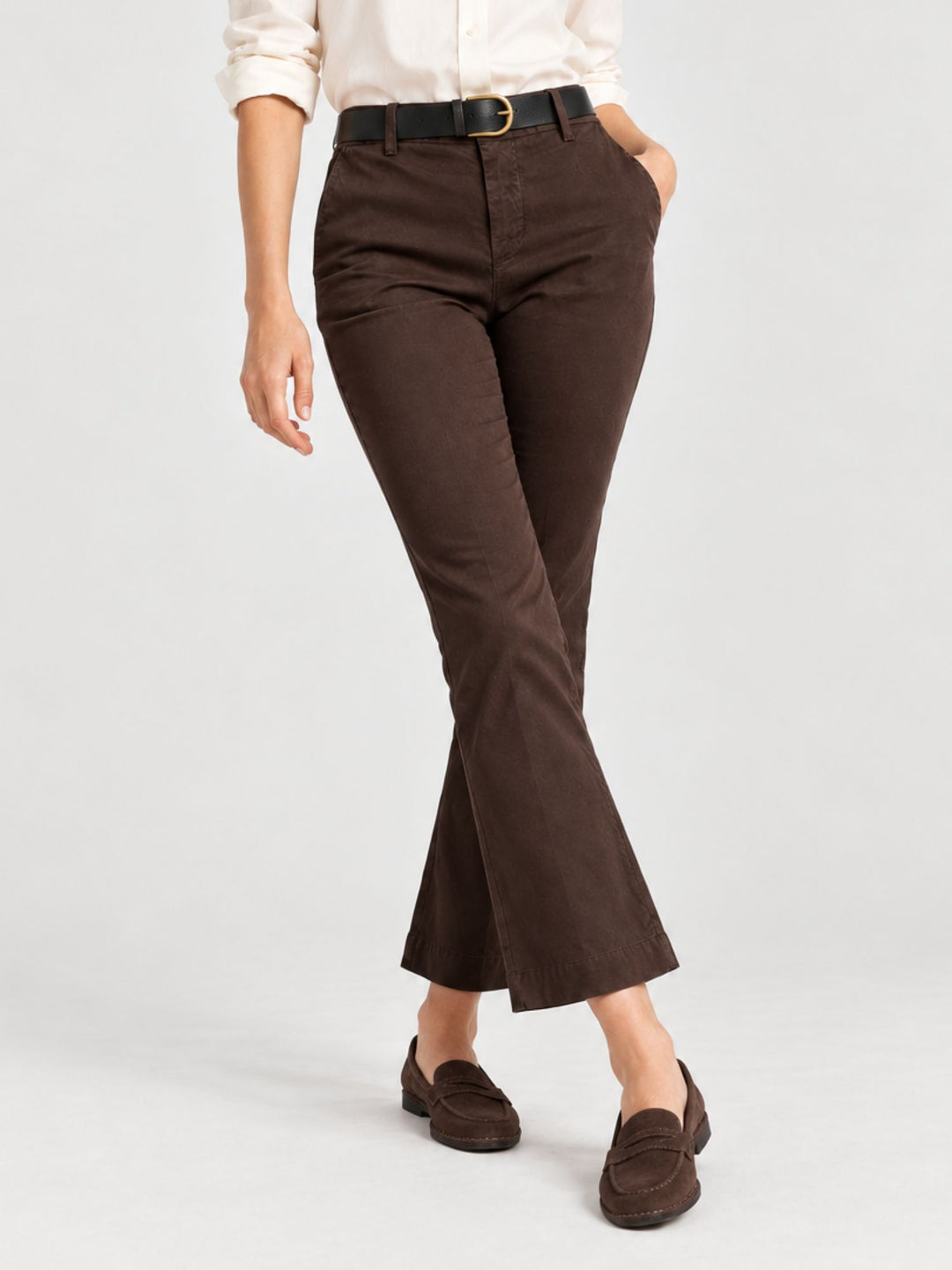 Pantalone a trombetta in cotone moro 824JA 7214 ANDREA MORANDO 
