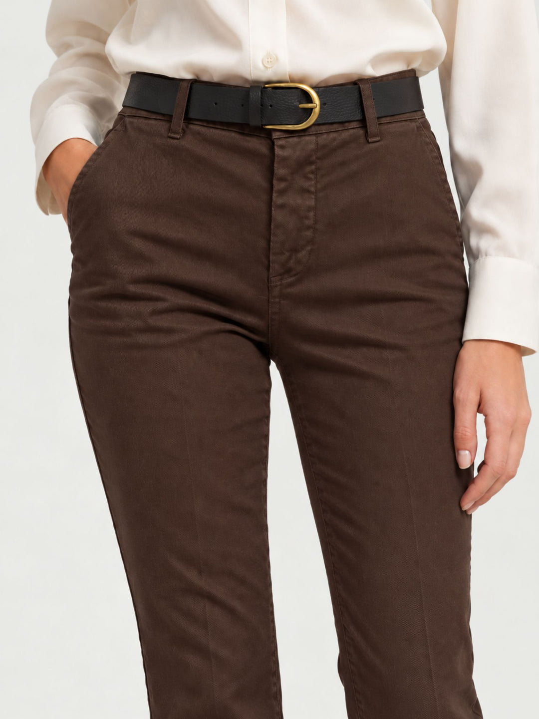 Pantalone a trombetta in cotone moro 824JA 7214 ANDREA MORANDO 