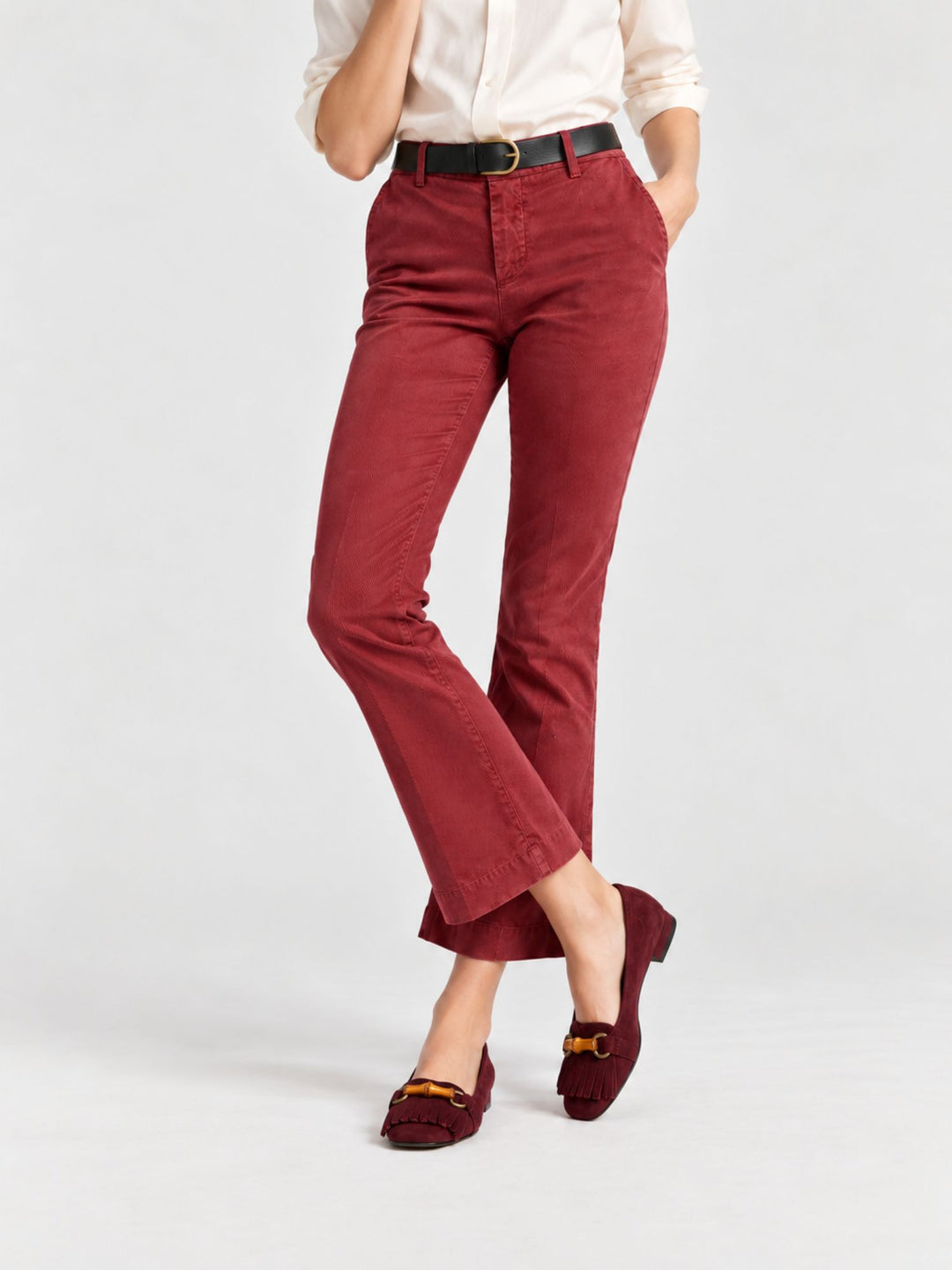Pantalone a trombetta in cotone mattone 824JA 9125 ANDREA MORANDO 