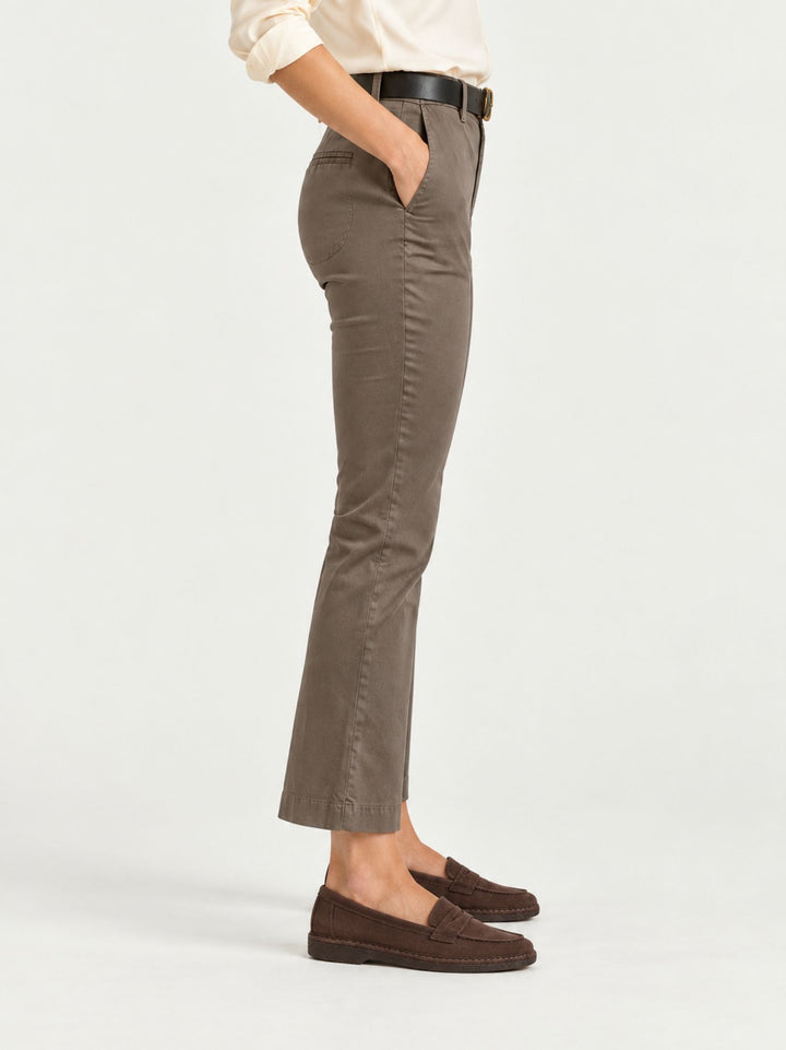 Pantalone a trombetta in cotone tortora 824JA A401 ANDREA MORANDO 