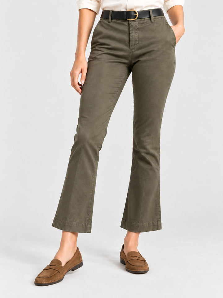 Pantalone a trombetta in cotone verde militare 824JA A403 ANDREA MORANDO 